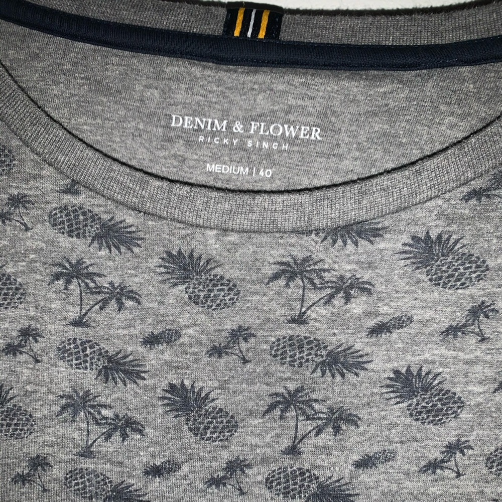 Grey Denim & Flower Tee